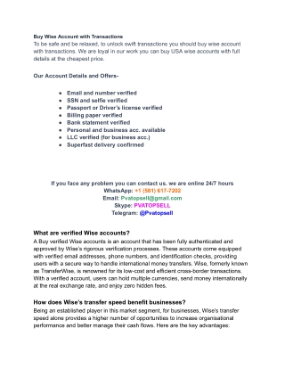 Buy Wise Account with Transactions