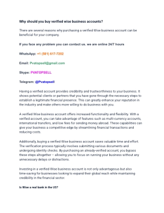 Why should you buy verified wise business accounts