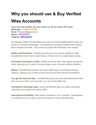 Why you should use & Buy Verified Wise Accounts