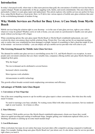Why Mobile Services are Perfect for Busy Lives: A Case Study from Myrtle Beach