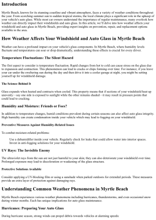 How Weather Affects Your Windshield and Auto Glass in Myrtle Beach