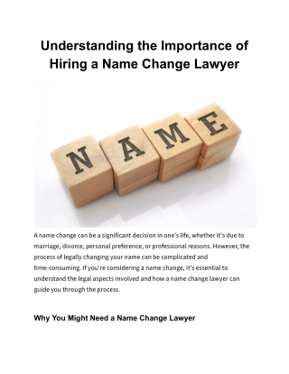Understanding the Importance of Hiring a Name Change Lawyer