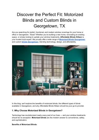 Discover the Perfect Fit_ Motorized Blinds and Custom Blinds in Georgetown, TX