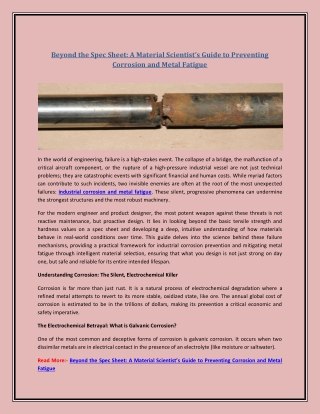 A Material Scientist’s Guide to Preventing Corrosion and Metal Fatigue