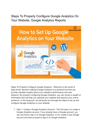 Google Analytics On Your Website, Google Analytics Reports (1)