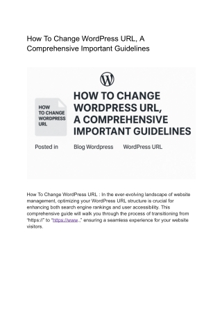 Change WordPress URL, A Comprehensive Important Guidelines