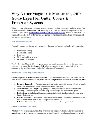 Why Gutter Magician is Mariemont, OH’s Go-To Expert for Gutter Covers & Protecti