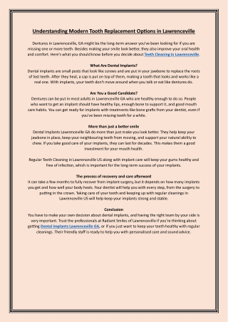 Understanding Modern Tooth Replacement Options in Lawrenceville