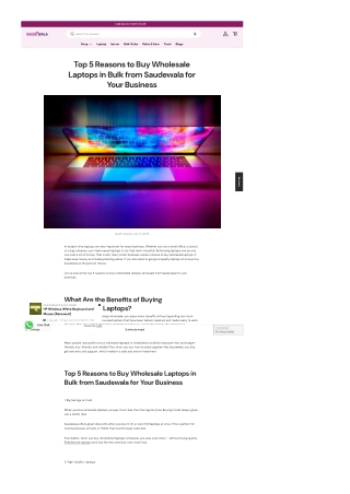 Top 5 Reasons to Buy Wholesale Laptops in Bulk from Saudewala for Your Business