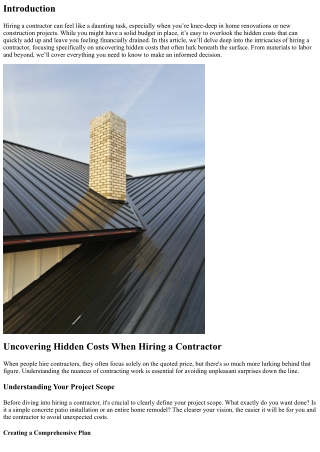 Uncovering Hidden Costs When Hiring a Contractor