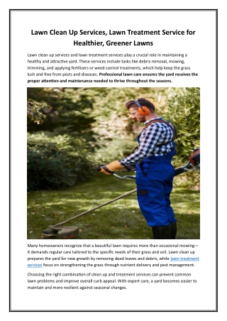 Lawn Clean Up Services, Lawn Treatment Service for Healthier, Greener Lawns