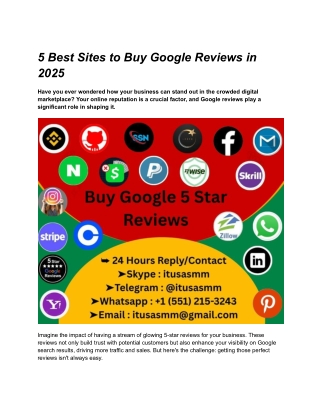 5 Best Sites to Buy Google Reviews in 2025