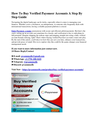 Buy Verified Payoneer Account with Full Access And Full Verified