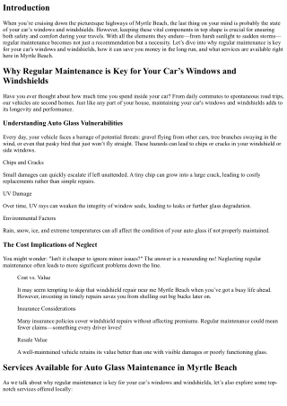 Why Regular Maintenance is Key for Your Car’s Windows and Windshields