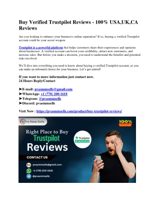 Buy Verified Trustpilot Reviews to Improve Your Ratings