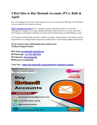 Top 11 Best Sites to Buy Hotmail  Accounts for Business Use