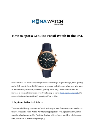 How to Spot a Genuine Fossil Watch in the UAE