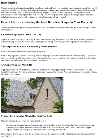 Expert Advice on Selecting the Ideal Barn Roof Cups for Your Property!