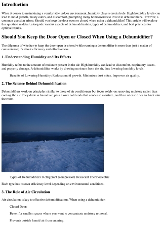 Should You Keep the Door Open or Closed When Using a Dehumidifier?