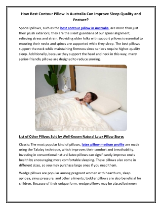 How Best Contour Pillow in Australia Can Improve Sleep Quality and Posture
