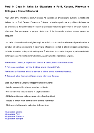 Fabbro pronto intervento contro i furti