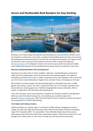 Boat Bumpers for Easy Docking