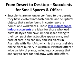 From Desert to Desktop – Succulents for Small Spaces & Offices