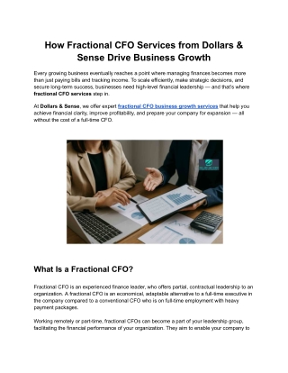 How Fractional CFO Services from Dollars & Sense Drive Business Growth