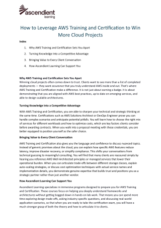 How to Leverage AWS Training and Certification to Win More Cloud Projects