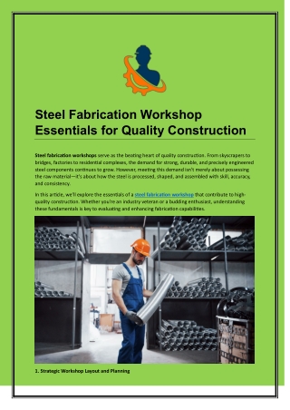 Steel Fabrication Workshop Essentials for Quality Construction