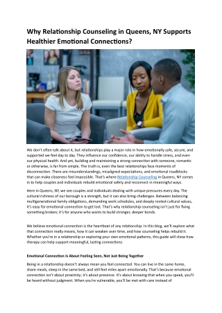 Relationship Counseling in Queens, NY