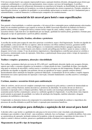 Kit enxoval para hotel: conforto e eficiência que encantam hóspedes