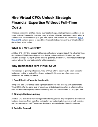 Hire a Virtual CFO: Streamline Your Financial Strategy and Accelerate Growth