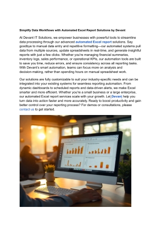Simplify Data Workflows with Automated Excel Report Solutions by Devant