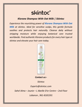 Klorane Shampoo With Oat Milk | Skintoc