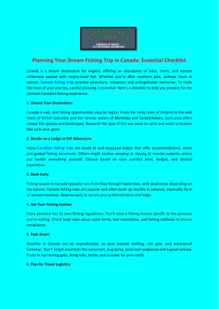 Planning Your Dream Fishing Trip in Canada Essential Checklist