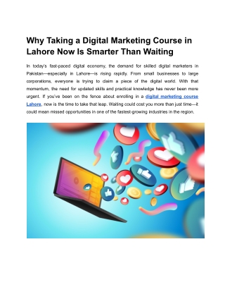 Why Taking a Digital Marketing Course in Lahore Now Is Smarter Than Waiting