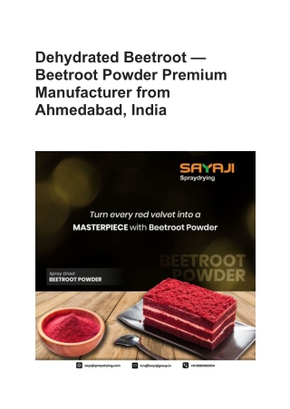 Beetroot Powder Premium Manufacturer from Ahmedabad, India