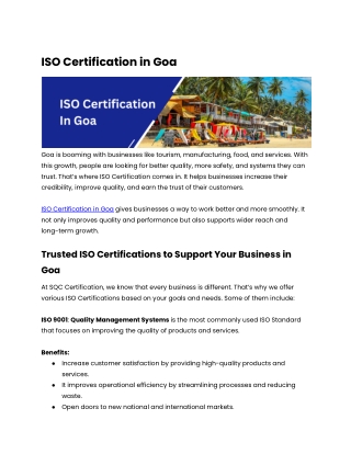 iso certification in goa