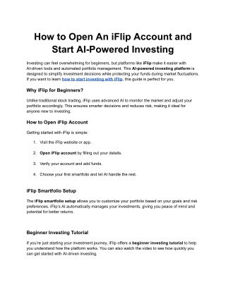How to Open iFlip Account and Start AI-Powered Investing