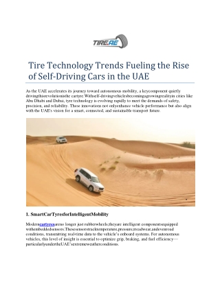 Tire Technology Trends Fueling the Rise of Self-Driving Cars in the UAE