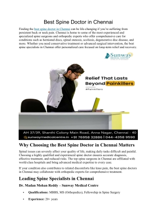 Best Spine Doctor in Chennai