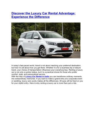 Discover the Luxury Car Rental Advantage: Experience the Difference