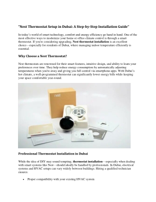 "Nest Thermostat Setup in Dubai: A Step-by-Step Installation Guide"