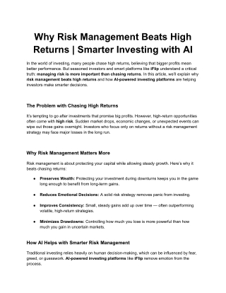 Why Risk Management Beats High Returns _ Smarter Investing with AI