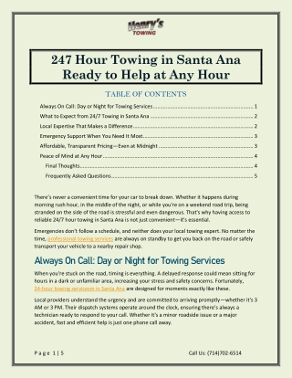 24 Hour Towing in Santa Ana Ready to Help at Any Hour