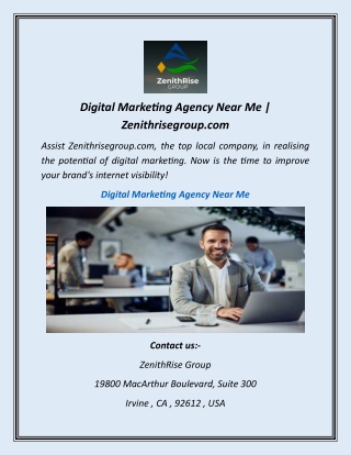 Digital Marketing Agency Near Me | Zenithrisegroup.com