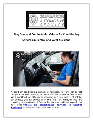 Vehicle Air Conditioning Services in Central and West Auckland