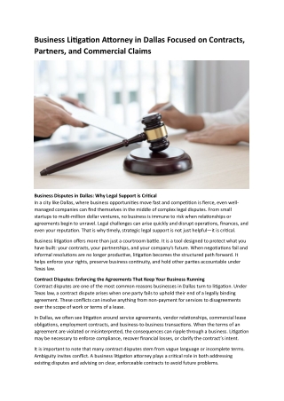 Business Litigation Attorney in Dallas