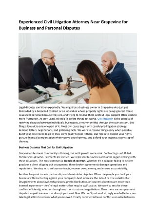 Civil Litigation Attorney Near Grapevine